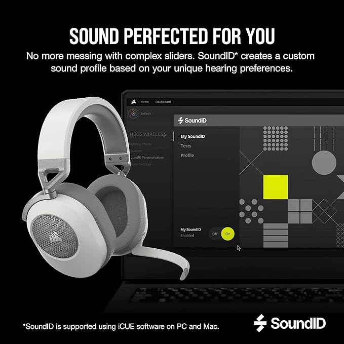 Corsair HS65 Wireless Multiplatform Gaming Headset with Bluetooth - Dolby Audio 7.1 - Omni-Directional Microphone - iCUE Compatible - PC, Mac, PS5, PS4, Mobile - White