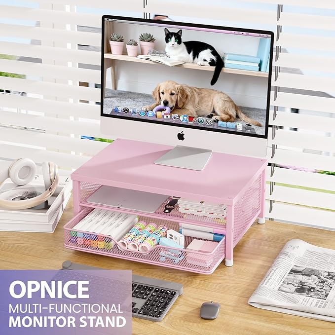 OPNICE Computer Monitor Stand Riser – Pink