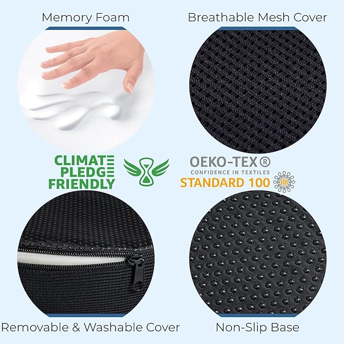 5 STARS UNITED Donut Pillow Coccyx Seat Cushion – Large Floor Cushion for Ergonomic Support – Coccyx, Prostate, Pelvic Floor, Pressure Relief, Pregnancy, Postpartum Recovery, Arctic Black
