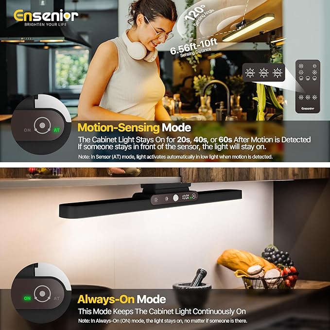 Upgraded Rechargeable Motion Sensor Light Bar, 2000mAh Dimmable Under Cabinet Lighting Wireless with Digital Battery Display, 130° Rotatable Magnetic Closet Lights, Remote Control Stick on Lights Dorm