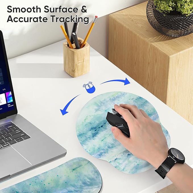 Ergonomic Keyboard Mouse Pad Wrist Rest Support Set for Laptop/Computer/Desktop,Memory Foam Hand Rest Wrist Cushion for Gaming/Office,Lightweight Comfortable (Landscape Painting)