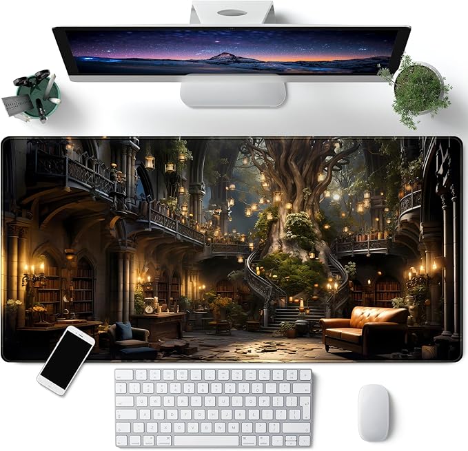 Vintage Aesthetic Desk Mat Adventure Extended Mouse Pad Large Gaming Mousepad XXL Dark Academia Desk Pad Laptop Computer Mouse Keyboard Mat 31.5 x 15.7 in for Office Desk Decor