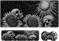 3Pcs Mouse Pad Set, Gothic Skull Sunflowers Large Gaming Mouse Pad with Stitched Edge, Ergonomic Memory Foam Keyboard Wrist Support and Mouse Wrist Rest Cushion, Pain Relief Non-Slip Desk Pad Combo
