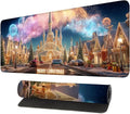 Desk Mat, XXL Extended Gaming Pad for Desktop, 31x12 Inches Magical Castle Fairytale Scene, Large Non-Slip Vegan Leather Keyboard Mouse Mat for Home Office
