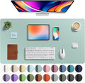 Aothia Faux Leather Desk Mat - Large Mouse Pad, Non-Slip PU Leather Blotter, Waterproof Writing Surface for Office and Home (Light Blue, 40" x 24")