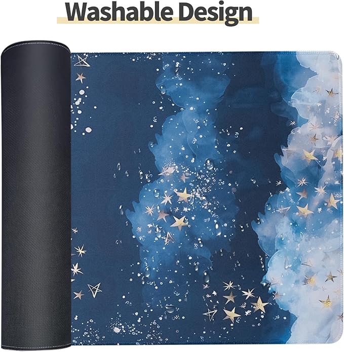 Bloss Large Gaming Mouse Pad XL Desk Mat, Mousepads, Extended Desk Pad, Mouse Mat with Anti-Slip Rubber Base-Blue Star Sky (31.5 x 15.7 x 0.12 Inches)