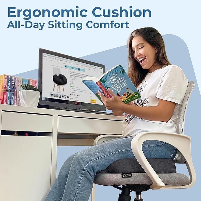 5 STARS UNITED Donut Pillow Hemorrhoid Tailbone Cushion – Large Floor Cushion for Coccyx, Prostate, Sciatica, Pelvic Floor, Pressure Sores, Pregnancy & Postpartum Recovery Support, Dark Gray
