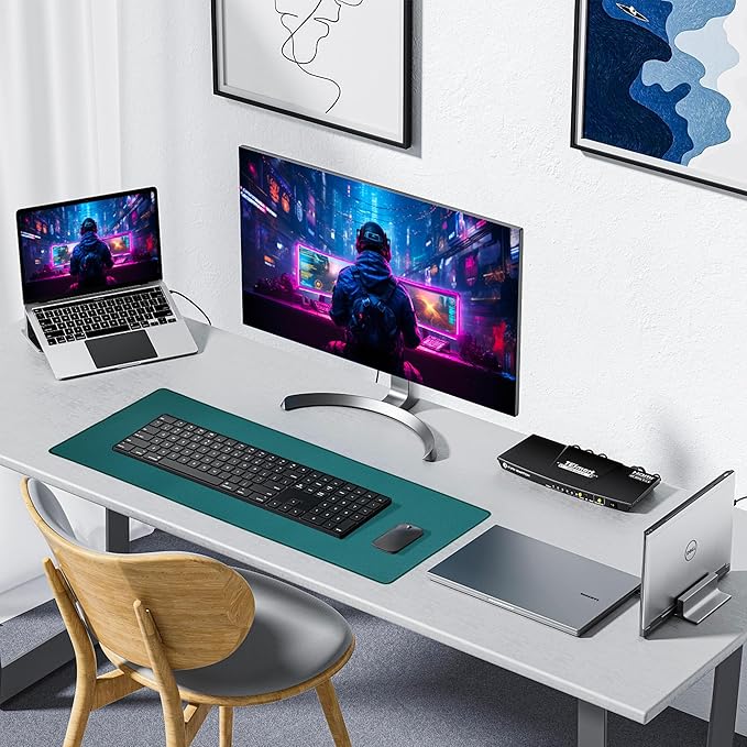 ALOANES Waterproof Mouse Pad, XL Gaming Keyboard Pad with Anti-Slip Base, Grain Jacquard Surface, Extend Desk pad for Gamer, Office & Home, Green Mousepad 31.5"x 11.8"x 0.12"