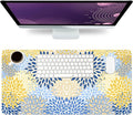 Desk Mat Large Protector Pad 23.6" ×11.8", Non-Slip PU Leather Desk Blotter, Waterproof Mouse Pad for Office Home Chic Flower
