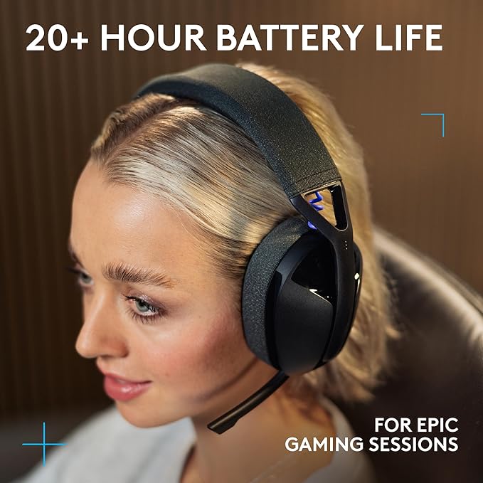 Logitech G321 Lightspeed Wireless Bluetooth Gaming Headset, Dynamic Comfort and fit, 16 kHz Boom mic, 20+ hrs Battery, PC, PS4, PS5, Nintendo Switch, Mobile - Black