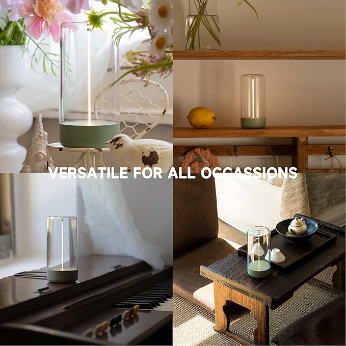 AUGE LIGHT Mini Minimalist Table Lamp Cordless Lamp Rechargeable Table Lamp Portable Nightstand Lamps Desk Lamps for Home Office Unique Ambient Light Mood Lighting for Desk Decor Beside(Olive Green)