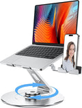 Laptop Stand with Phone Holder, Adjustable Laptop Stand, Aluminum Computer Mount Holder, Ergonomics Laptop Riser for Desk, Lectern Stand Fits MacBook, up to 17.3" All Notebooks Silver