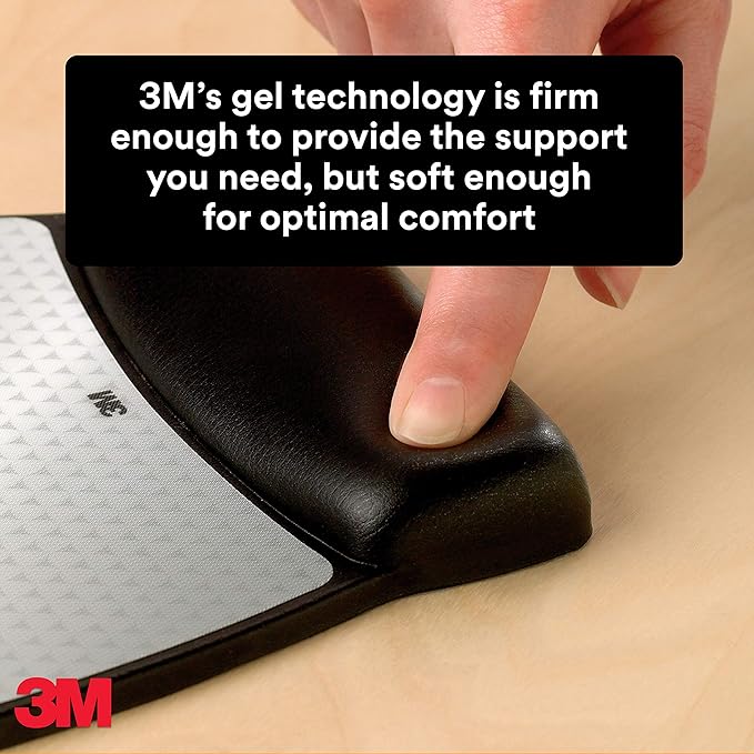 3M Precise Mouse Pad with Gel Wrist Rest, Soothing Gel Comfort with Durable, Easy to Clean Leatherette Cover, Optical Mouse Performance, 9.2" x 8.7", Black (MW310LE)