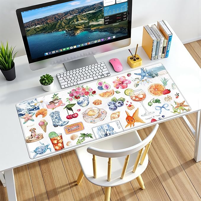Baziabbo Desk Mat,XXL Extended Large Mouse Pad,Gaming Mousepad with Stitched Edge,Non-Slip Rubber Base Keyboard Desk Pad for Home Office Study Game