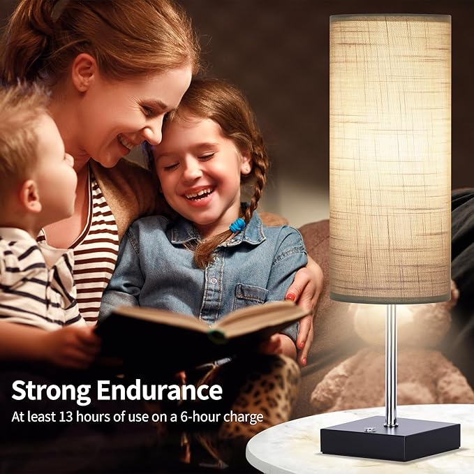 AVV Cordless Table Lamp, 5000mAh Battery Operated Lamp for Night Stand, 3 Modes Battery Powered Wireless Table Lamp, Touch Control Rechargeable Lamp for Bedroom, Living Room, 18 Inch Grey