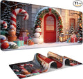 Christmas Scene Extended Gaming Mouse Pad 35.4x15.7Inch Large Desk Mat Anti-Slip Rubber Base & Durable Stitched Edges for Gamers Smooth Mouse Writing Surface for Desk Office/Home