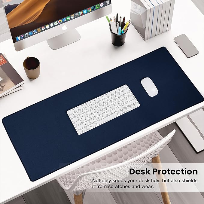 ALOANES Waterproof Mouse Pad with Durable Stitched Edge, Large Gaming Keyboard Pad, Non-Slip Rubber Base Mouse Mat, Desk pad for Gamer, Office & Home, Dark Blue Mousepad 27.6"x11.8"x0.12"