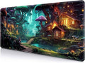 IMAYONDIA Mushroom Anime Desk Mat (35.4x15.7 in), Fairy Forest Large Gaming Mouse Pad for Laptop Computer, Tabletop Magic Desktop Mat, Fantasy Art Play Mats, Mousepad Extra Large