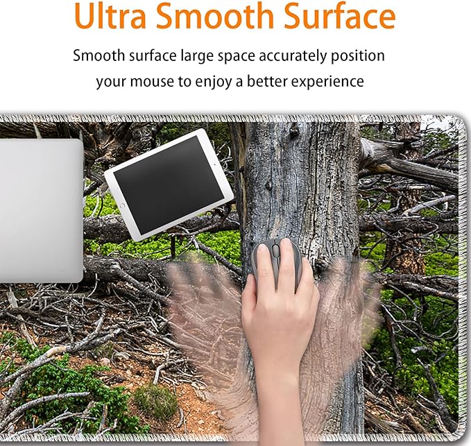 Durable Desk Mat + Wrist Rest Pad + Coasters Set, Large Gaming Office Mouse Pad 31.5 "x 11.8", Extended Non-Slip Rubber Keyboard Pad, Laptop & Home, Camouflage Giraffe