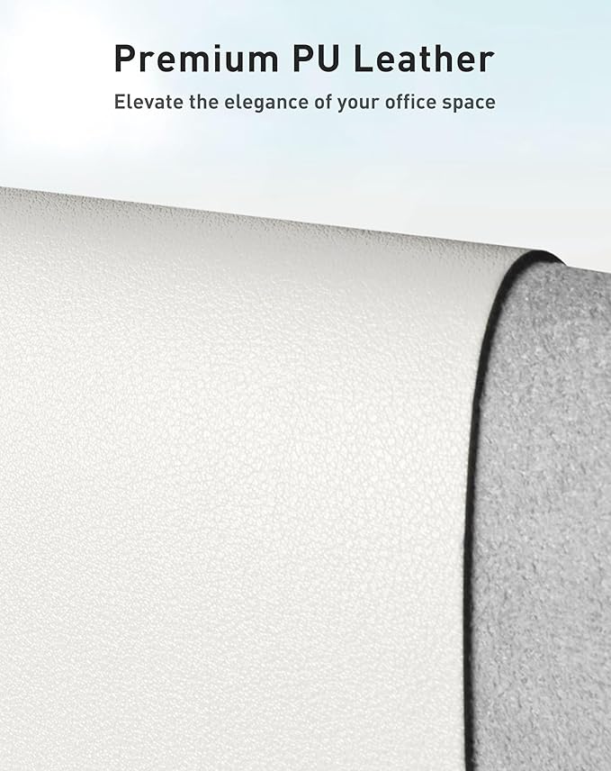Aothia Faux Leather Desk Mat - Large Mouse Pad, Non-Slip PU Leather Blotter, Waterproof Writing Surface for Office and Home (Off-White, 40" x 24")