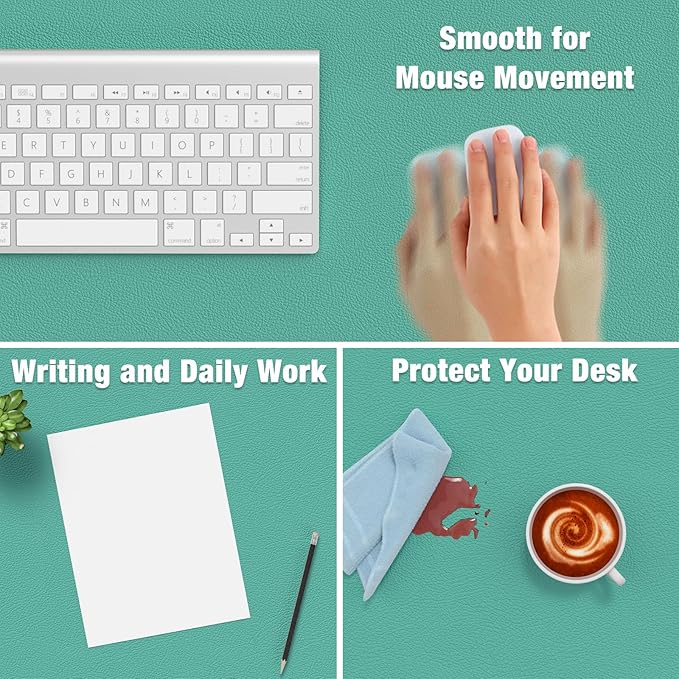 Hsurbtra Desk Pad, 23.6" x 13.8" PU Leather Desk Mat, M Extended Mouse Pad, Waterproof Desktop Blotter Protector, Non-Slip Ultra Thin Small Laptop Keyboard Writing Mat for Office Home, Fruit Green