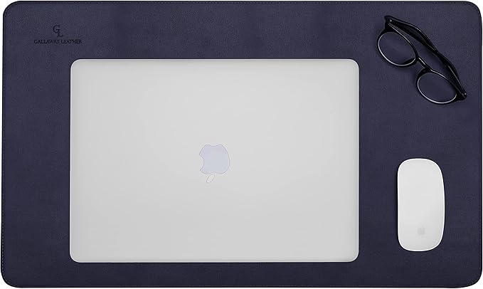 Gallaway Leather Desk Mat - Office Writing Desk Pad, Medium 24" x 14" Navy Blue, Gift Ready Elegant Computer Desk Cover Protector