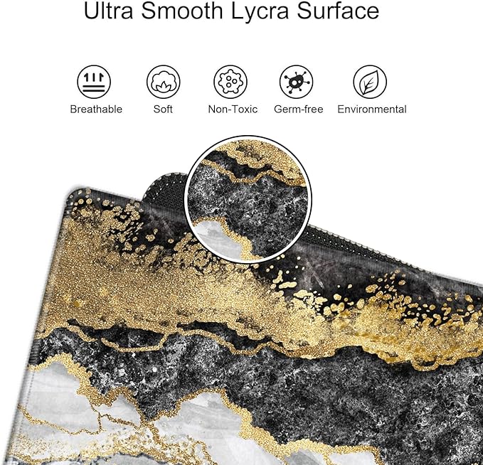 Gaming Mouse Pad XL Desk Mat for Desktop Extended Mousepad Black Gold Marble Desk Pad Long Computer Pads for 24"x12" Large Mouse Pads for Wireless Mouse Office Men