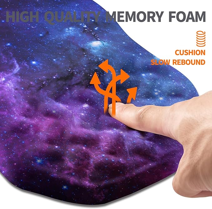Ergonomic Slope Mouse Pad Wrist Support, Wrist Rest Mousepad for Carpal Tunnel with Massage Bulge and Slow Rebound Memory Foam (12x8 inch, Galaxy)