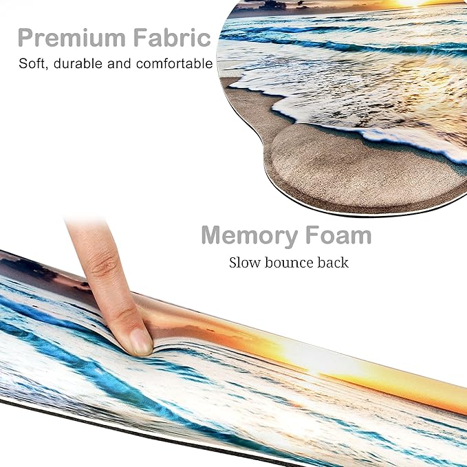 Ergonomic Mouse Pad with Wrist Rest and Keyboard Wrist Rest, Mousepad and Wrist Rest for Computer Keyboard, Non-Slip Rubber Base, Mouse Pad with Wrist Support for Gaming, Office, Beach
