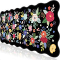 L-SPOUTTO Floral Mouse Pad,Botanical Desk Mat XXL Large Scalloped Gaming Mousepad,35.4x15.7in Non-Slip Rubber Base Keyboard Pad Waterproof Desktop Mat for Laptop Computer Game Home Office-Flowers