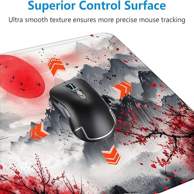 Watercolor Cherry Blossom Gaming Mouse Pad Pink Japanese Mountain Mousepad XL Large Gaming Mouse Pad Laptop Keyboard Mat Desk Pad 31.5"x11.8" Office Home Decor for Women Girl