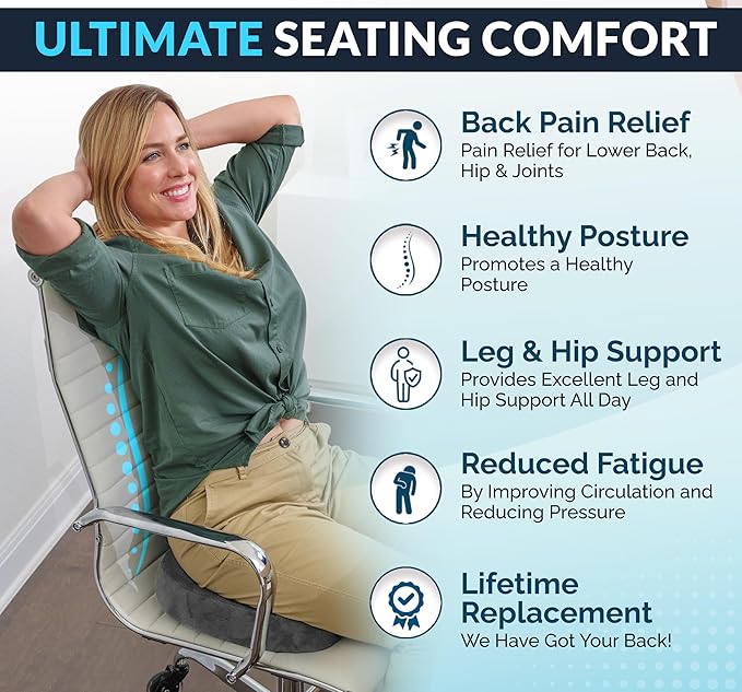 ComfiLife Premium Gel & Memory Foam Seat Cushion – Doctor Recommended Office Chair Cushion, Car Seat Cushion – Ergonomic Coccyx & Back Support Cushion for Office Desk (Charcoal)