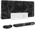 Auhoahsil Large Mouse Pad with Wrist Rests for Keyboard & Mouse, Thick Soft Ergonomic Memory Foam Wrist Supports, Big & Long Desk Mat 35.5 x 15.7 in, for Office Gaming Computer, Black Contour