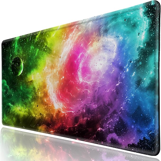 Desk Pad, Desk Matt for Desktop, Extended XXL Large Gaming Mouse Pad for Desk, Anti-Slip Keyboard Mouse Mat with Stitched Edges, Keyboard Mouse Mat for Computer, Work, Office, Gaming, Aurora