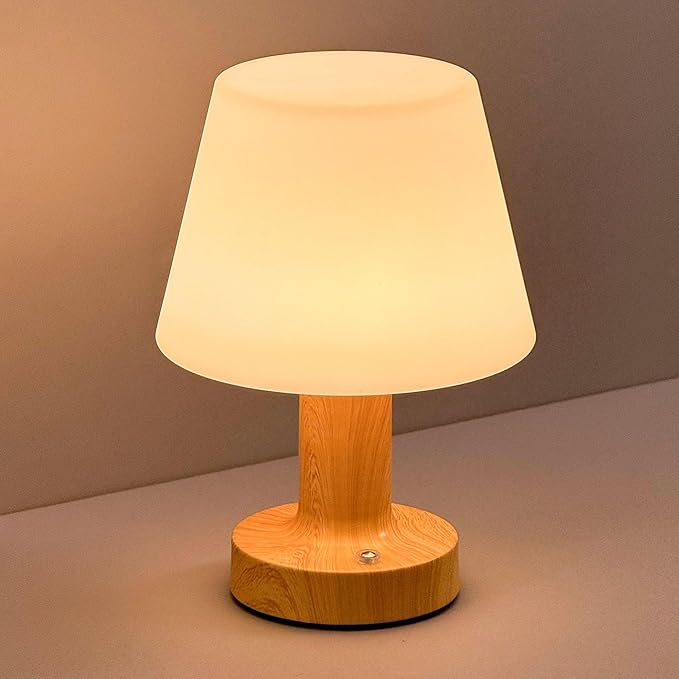 Shower Lamp Mushroom Lamp LED Table Lamp for Bedroom 3-Level Dimmable Rechargeable Desk Bedside Small Lamps Night Light for Bedroom, Living Room, Study and Home Offices Decor