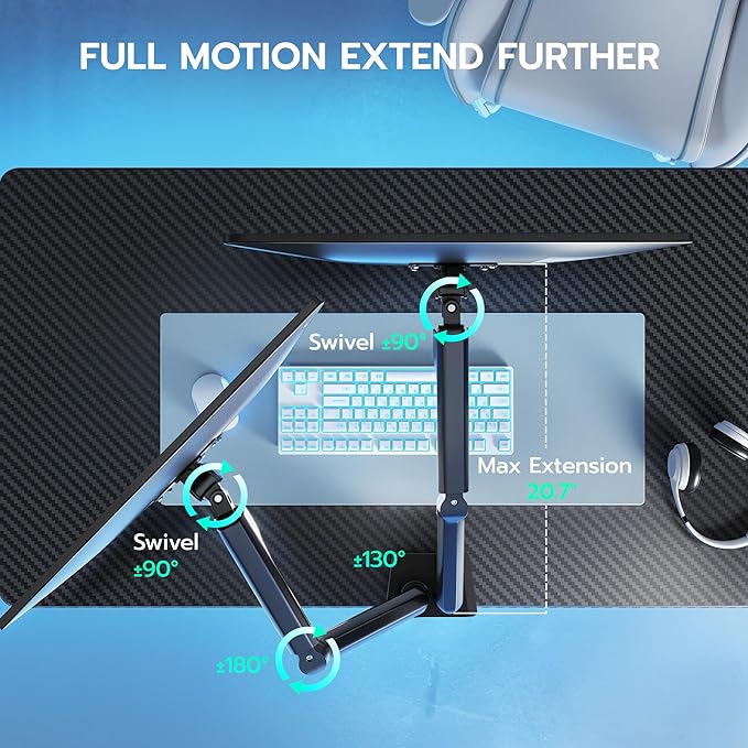 ARES WING Dual Monitor Mount, Heavy Duty Monitor Arms for 2 Monitors for 17-35 Inch, Fully Adjustable Monitor Desk Stand Ultrawide Screen, VESA 75x75 or 100x100mm, Black