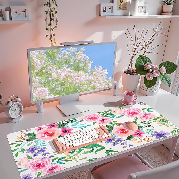 Large Desk Mat, Desk Matt for Desktop, Women Girls Waterproof Large Keyboard Pad, Cute Computer Mat for Office Work/Home/Decor/Desktop Accessories (35.4"x16.9")