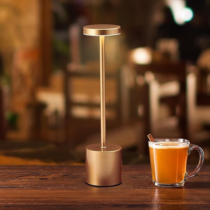 Elements 13-Inch Rechargeable LED Desk Lamp - Metal Construction with Touch Control, 3 Light Colors, Stepless Dimming, 1200mAh Battery, USB-C Charging, Perfect for Home Office and Table Lighting