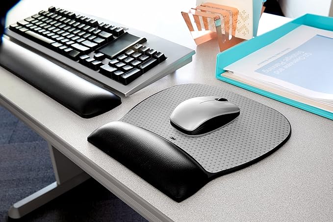 3M Precise Mouse Pad with Gel Wrist Rest, Soothing Gel Comfort with Durable, Easy to Clean Leatherette Cover, Optical Mouse Performance, 9.2" x 8.7", Black (MW310LE)