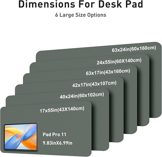 Aothia Faux Leather Desk Mat - Large Mouse Pad, Non-Slip PU Leather Blotter, Waterproof Writing Surface for Office and Home (Jungle Green, 42" x 17")