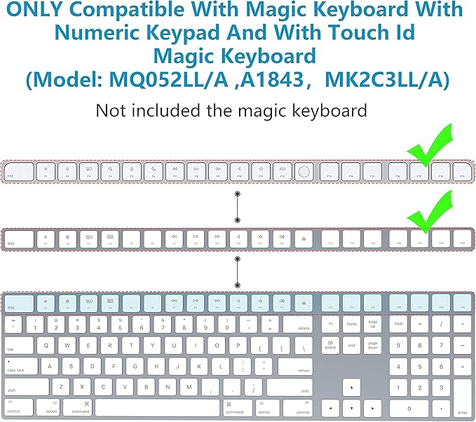 HONKID Keyboard Wrist Rest for Magic Keyboard 2 with Numeric Keypad(MQ052LL/A, A1843) and Magic Keyboard with Touch ID(‎MK2C3LL/A), Slim Keyboard Wrist Rest Relieve Pain & Fatigue