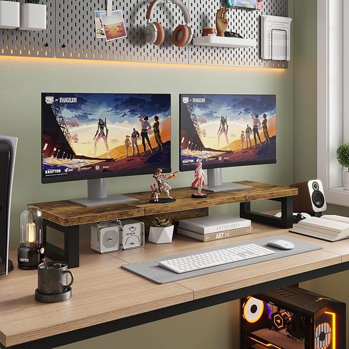 WESTREE Dual Monitor Stand Riser – Wood and Steel