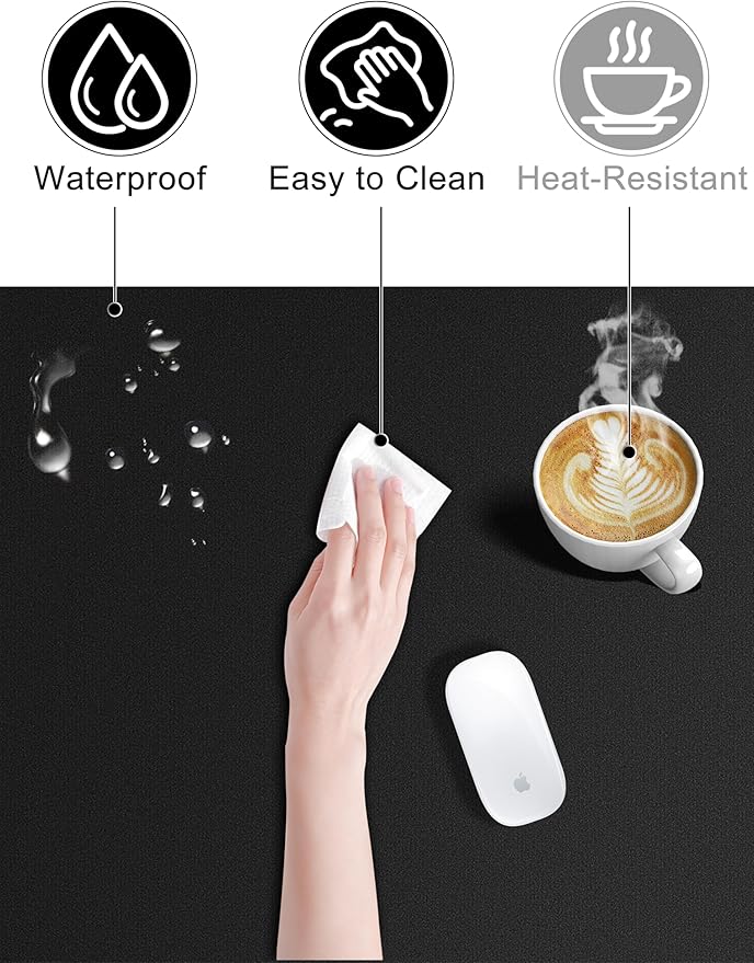 TopMade Mouse Pad with 15W Fast Wireless Charging, 31.5"x11.81" XL Large Gaming Waterproof Desk Pad with Ultra-Smooth Surface, Non-Slip Base, Classic Black Computer Desk Mat for MacBook, PC, Laptop