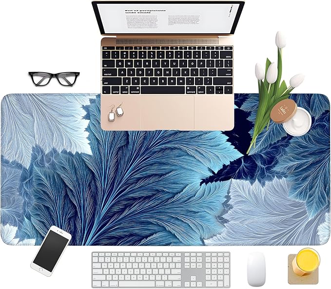 Spring Leaves Extended Gaming Mouse Pad 35.4x15.7Inch Large Desk Mat Anti-Slip Rubber Base & Durable Stitched Edges for Gamers Smooth Mouse Writing Surface for Desk Office/Home