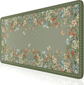 iCasso Desk Mat for Keyboard and Mouse,Large Keyboard Mat Non-Slip,Cute Desk Pad with Stitched Edges,Floral Mousepad for Women,Girly Computer Mat for Home Office Gaming(Sage Green)