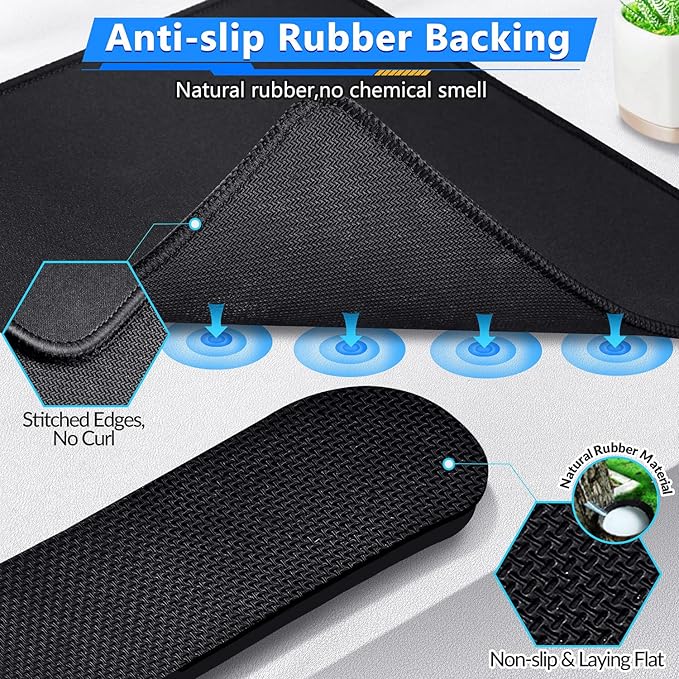 Gimars 3Pcs Memory Foam Keyboard Wrist Rest, Mouse Pad Wrist Support for Easy Typing, Ergonomic, Comfortable Keyboard Mouse Pad Set for Computer, Laptop, Home & Office
