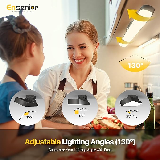 Upgraded Rechargeable Motion Sensor Light Bar, 2000mAh Dimmable Under Cabinet Lighting Wireless with Digital Battery Display, 130° Rotatable Magnetic Closet Lights, Remote Control Stick on Lights Dorm