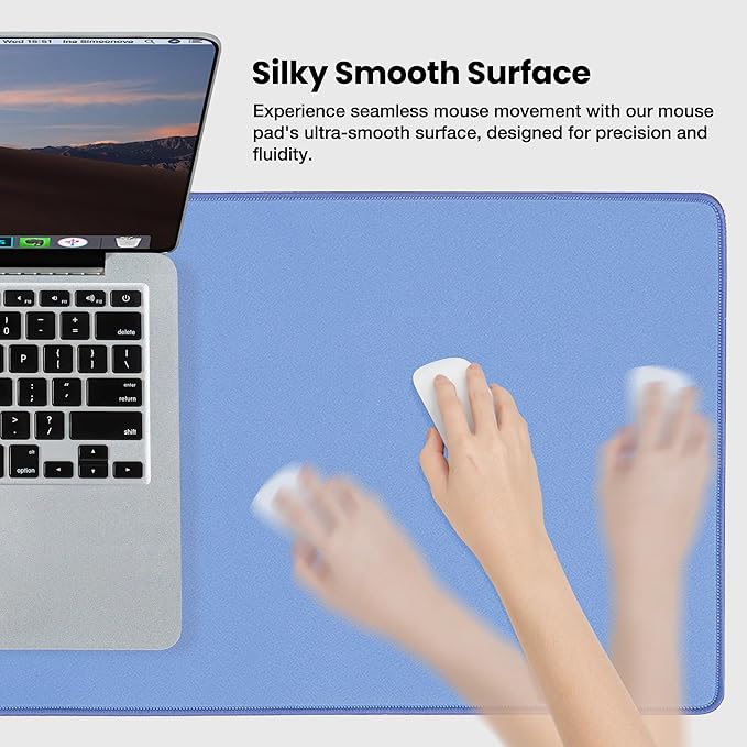 ALOANES Waterproof Mouse Pad, XL Gaming Keyboard Pad with Anti-Slip Base, Grain Jacquard Surface, Extend Desk pad for Gamer, Office & Home, Blue Mousepad 31.5"x 11.8"x 0.12"