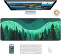 Nature Mouse Pad, 31.5 x 11.8 Large Desk Mat with Stitched Edges & Non-Slip Base, Mousepad for Office, Home, Work, Green Illustration