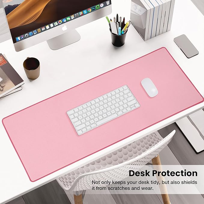 ALOANES Waterproof Mouse Pad with Durable Stitched Edge, Large Gaming Keyboard Pad, Non-Slip Rubber Base Mouse Mat, Extended Desk pad for Gamer, Office & Home, Dark Rose Mousepad 27.6"x11.8"x0.12"